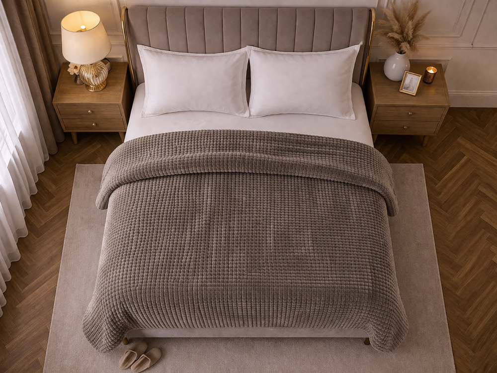 Sherpa Flanel Easy Dekbed - Coffee Brown