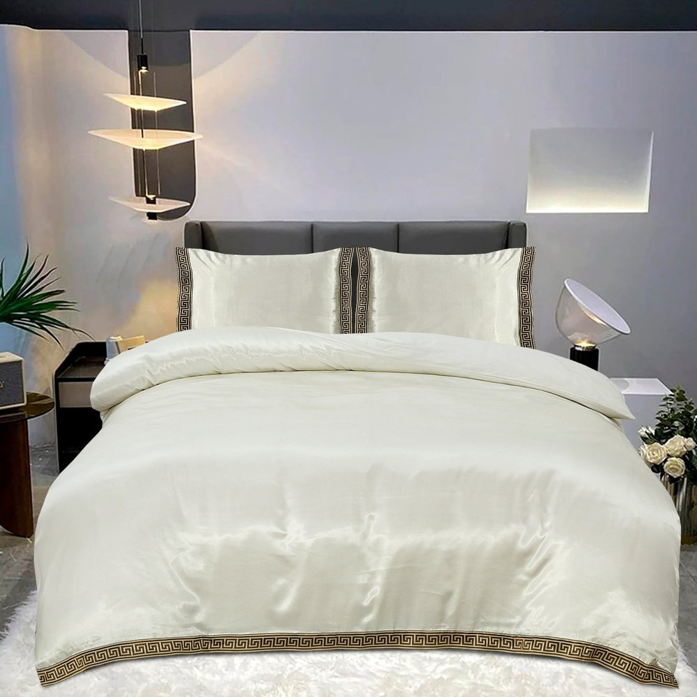 Dekbedovertrek Beauty Zijden Kant - Gebroken Wit - 100% Glans Satijn 