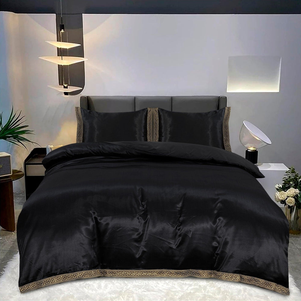 Dekbedovertrek Beauty Silk Lace - Zwart - 100% Glans Satijn 