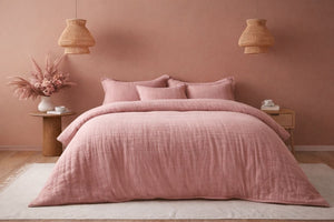 Mousseline Dekbedovertrek Roze - 100% Premium Perkaal Katoen