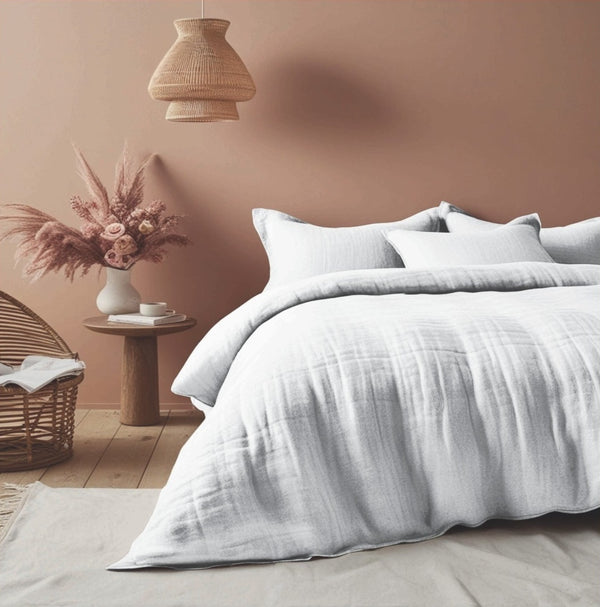 Mousseline Dekbedovertrek Wit - 100% Premium Perkaal Katoen